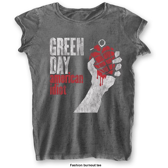 Green Day Ladies Fashion Tee: American Idiot Vintage (Burn Out) - Green Day - Mercancía - Unlicensed - 5055979982661 - 