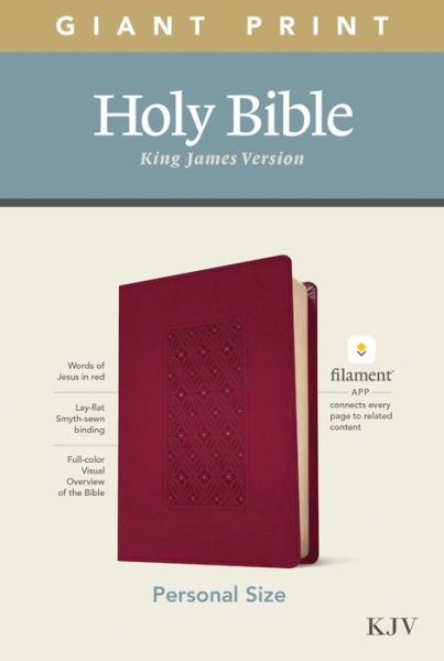 KJV Personal Size Giant Print Bible, Filament Enabled Edition (LeatherLike, Diamond Frame Cranberry) - Tyndale - Books - Tyndale House Publishers - 9781496447661 - January 12, 2021