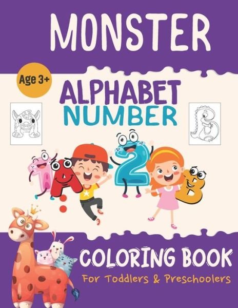 Cover for Huzaifa Book House · Monster Alphabet And Number Coloring Book For Kids: Letter A-Z And Digit 0-9 Coloring Book for Kindergarten &amp; Preschoolers (Pocketbok) (2021)