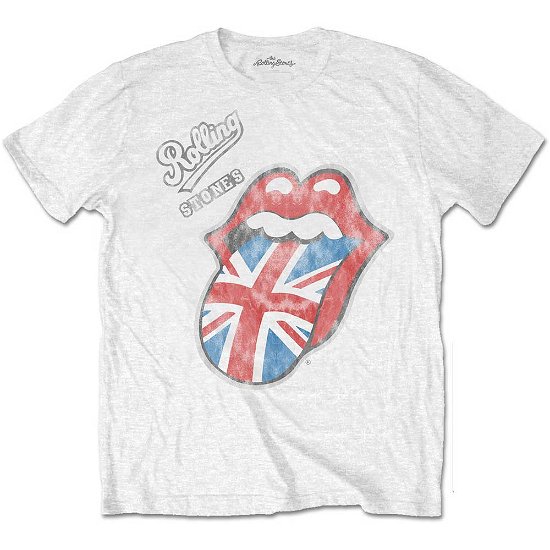 Cover for The Rolling Stones · The Rolling Stones Unisex T-Shirt: Vintage British Tongue (Soft Hand Inks / Retail Pack) (T-shirt) [size S] [White - Unisex edition]