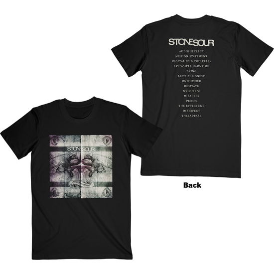 Cover for Stone Sour · Stone Sour Unisex T-Shirt: Audio Secrecy Square (Back Print) (T-shirt) [size L] [Black - Unisex edition]