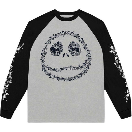 The Nightmare Before Christmas Unisex Raglan T-Shirt: Floral Jack (Embellished) - Nightmare Before Christmas - The - Gadżety -  - 5056737254662 - 