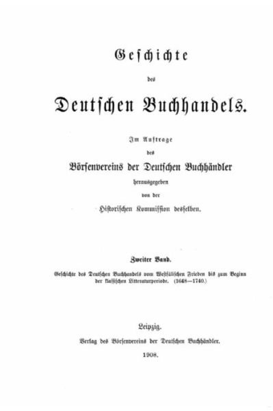 Cover for Borsenverein Der Deutschen Buchhandler · Geschichte Des Deutschen Buchhandels (Paperback Book) (2016)