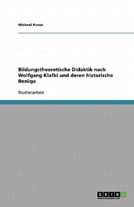 Cover for Kraus · Bildungstheoretische Didaktik nac (Book) [German edition] (2009)