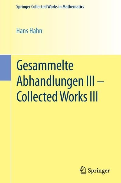 Cover for Hahn · Gesammelte Abhand.Coll.Works.3 (Book) (2016)