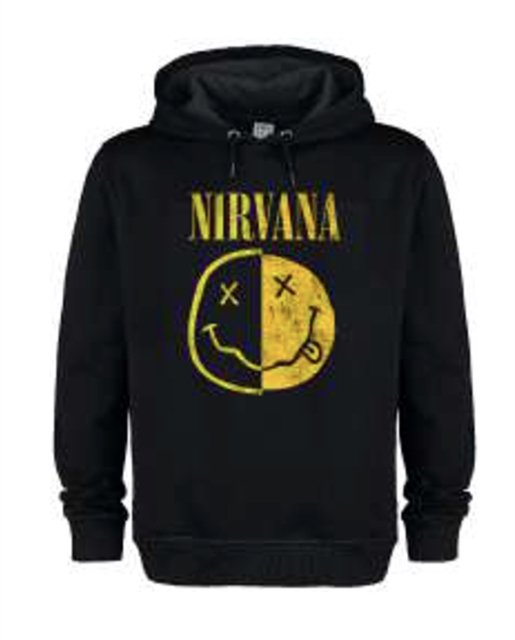 Nirvana Spliced Smiley Amplified Vintage Black Medium Hoodie Sweatshirt - Nirvana - Merchandise - AMPLIFIED - 5054488894663 - 
