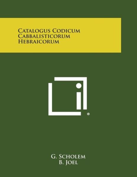 Cover for G Scholem · Catalogus Codicum Cabbalisticorum Hebraicorum (Pocketbok) (2013)