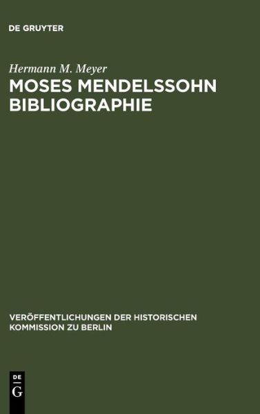 Cover for Meyer · Moses Mendelssohn Bibliographie (Book) [German edition] (1967)