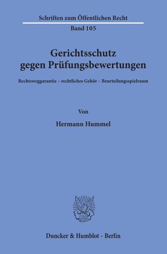 Cover for Hummel · Gerichtsschutz gegen Prüfungsbew (Book) (1969)