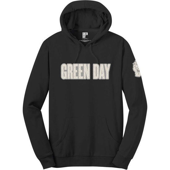 Green Day Unisex Pullover Hoodie: Logo & Grenade (Applique Motifs) - Green Day - Merchandise - MERCHANDISE - 5056170666664 - 30. december 2019