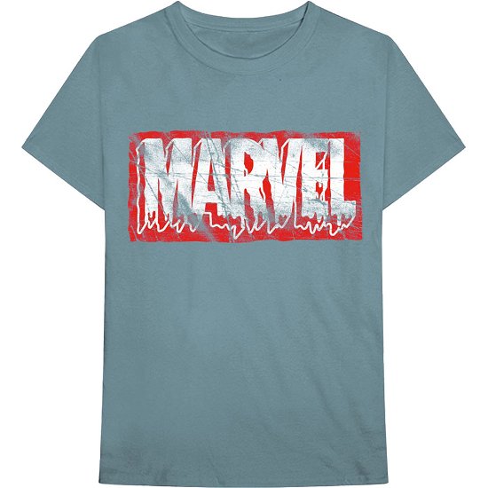 Cover for Marvel Comics · Marvel Comics Unisex T-Shirt: Distressed Dripping Logo (T-shirt) [size XXL] [Blue - Unisex edition]