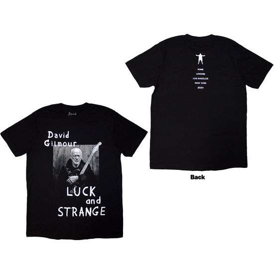 Cover for David Gilmour · David Gilmour Unisex T-Shirt: Luck &amp; Strange Portrait (Black) (Back Print &amp; Ex-Tour) (T-shirt) [size S]