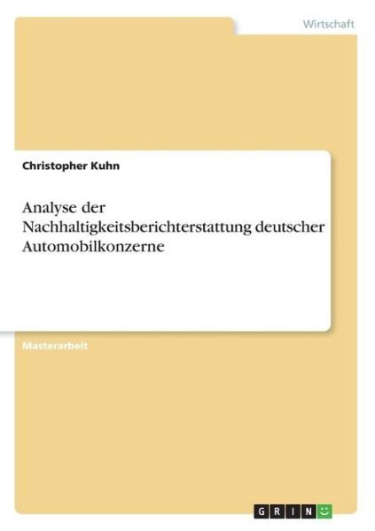 Cover for Kuhn · Analyse der Nachhaltigkeitsbericht (Buch) (2017)