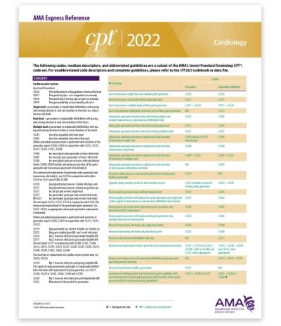 Cover for American Medical Association · CPT Express Reference Coding Card 2022: Cardiology (Map) (2021)