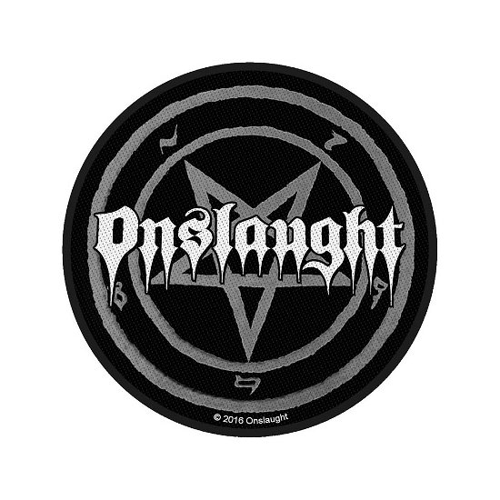 Onslaught Standard Woven Patch: Pentagram - Onslaught - Produtos - PHD - 5055339772666 - 19 de agosto de 2019