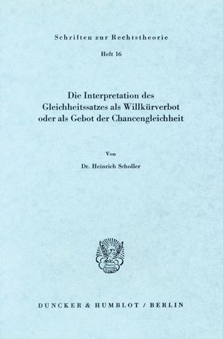 Cover for Scholler · Die Interpretation des Gleichh (Book) (1969)