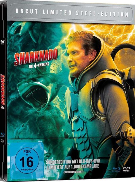 Cover for Ziering,Ian / Reid,Tara / Hasselhoff,David · Sharknado 4-Limited Steel Edition (Blu-Ray+Dvd) (DVD) (2021)