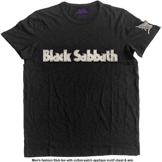 Black Sabbath Unisex Applique T-Shirt: Logo & Daemon - Black Sabbath - Koopwaar - Bravado - 5055979980667 - 