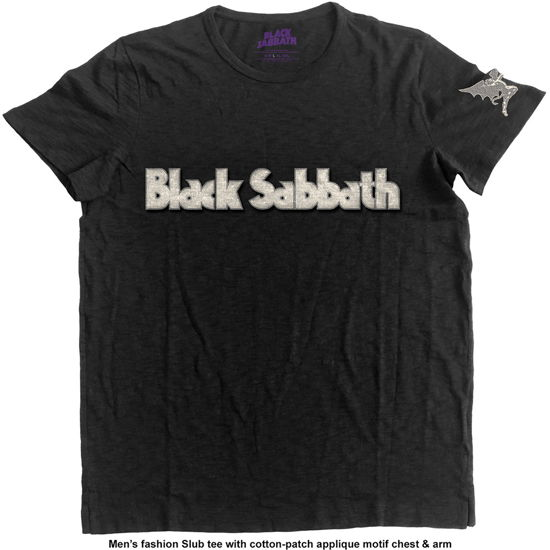 Cover for Black Sabbath · Black Sabbath Unisex Applique T-Shirt: Logo &amp; Daemon (T-shirt) [size S] [Black - Unisex edition]