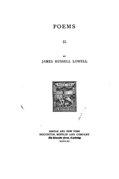Cover for James Russell Lowell · Poems (Paperback Book) (2016)
