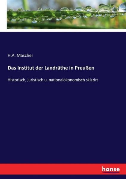 Cover for Mascher · Das Institut der Landräthe in P (Buch) (2017)