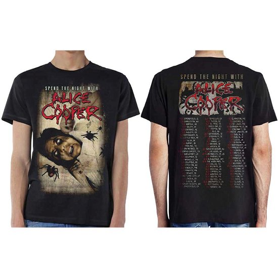 Alice Cooper Unisex T-Shirt: Spend The Night With Spiders (Back Print/Ex Tour) - Alice Cooper - Merchandise - Global - Apparel - 5056170626668 - 