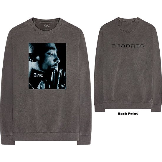 Cover for Tupac · Tupac Unisex Long Sleeve T-Shirt: Changes Side Photo (Back Print) (Klær) [size M] [Grey - Unisex edition]