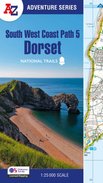 Cover for A-Z Maps · South West Coast Path 5 – Dorset: With Ordnance Survey Mapping - A -Z Adventure Series (Pocketbok) [New Fourth edition] (2025)