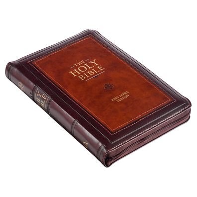 Cover for Christian Art Gifts Inc · KJV Compact Bible Two-Tone Burgandy / Brown with Zipper Faux Leather (Lederbuch) (2022)