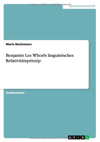 Cover for Reichmann · Benjamin Lee Whorfs linguisti (Book) [German edition] (2011)