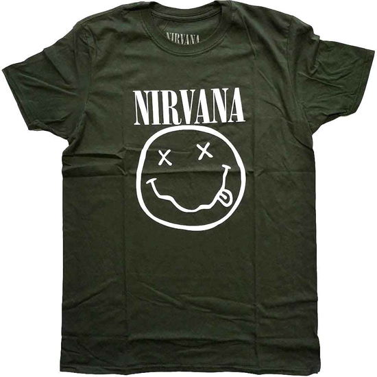 Nirvana Unisex T-Shirt: White Happy Face - Nirvana - Fanituote -  - 5056368691669 - 