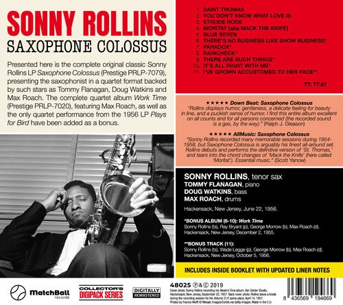 Cover for Sonny Rollins · Saxophone Colossus - The Complete LP / Work Time (CD) (2019)