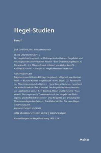 Cover for Otto Poeggeler · Hegel-Studien / Hegel-Studien Band 1 (1961) (Taschenbuch) (1961)