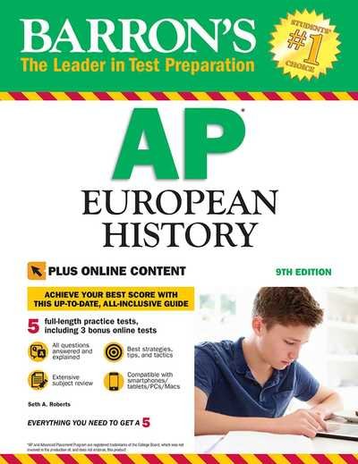Cover for Seth A. Roberts · Barron's AP European History with Online Tests - Barron's Test Prep (Paperback Book) [Ninth edition] (2018)