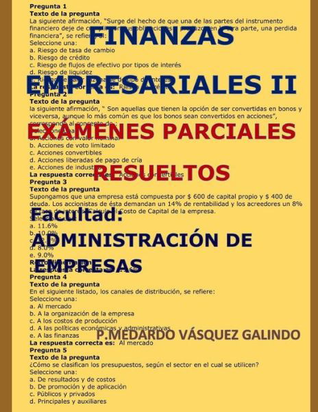 Cover for V · Finanzas Empresariales II-Ex (Paperback Book) (2018)