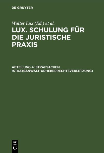 Strafsachen - Karl Schäfer - Books - de Gruyter GmbH, Walter - 9783112451670 - January 14, 1937