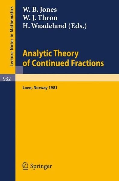 Cover for W B Jones · Analytic Theory of Continued Fractions (Book) (1982)