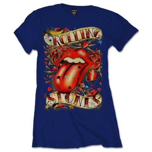 Cover for The Rolling Stones · The Rolling Stones Ladies T-Shirt: Tongue &amp; Stars (T-shirt) [size S] [Blue - Ladies edition]