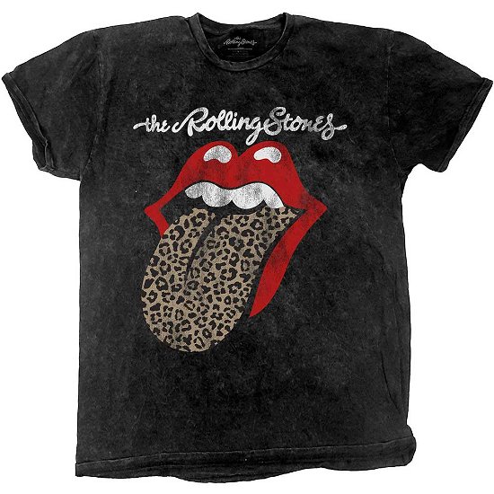 The Rolling Stones Unisex T-Shirt: Leopard Tongue (Wash Collection) - The Rolling Stones - Merchandise -  - 5056561013671 - 
