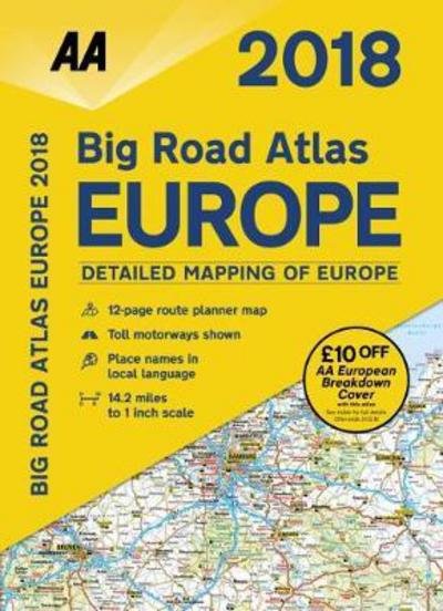Cover for AA Publishing · 2018 Big Road Atlas Europe (Spiralbok) (2017)