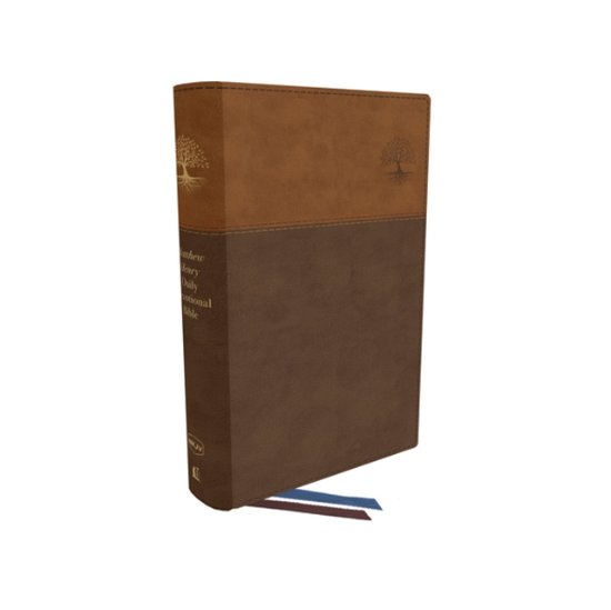 Cover for Thomas Nelson · NKJV, Matthew Henry Daily Devotional Bible, Leathersoft, Brown, Red Letter, Thumb Indexed, Comfort Print: 366 Daily Devotions by Matthew Henry (Leather Book) (2022)