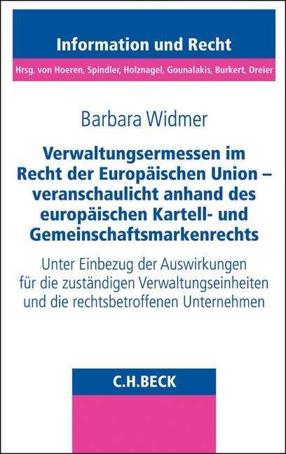 Cover for Widmer · Verwaltungsermessen im Recht der (Book)