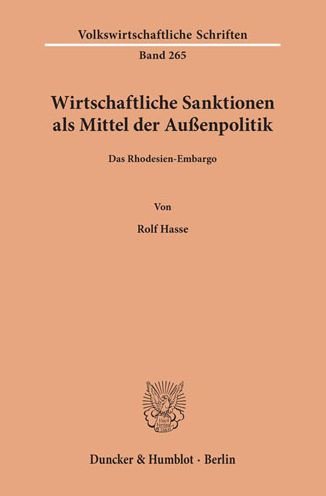 Cover for Hasse · Wirtschaftliche Sanktionen als Mi (Bog) (1977)