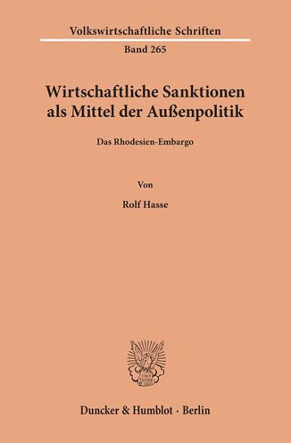 Cover for Hasse · Wirtschaftliche Sanktionen als Mi (Bog) (1977)