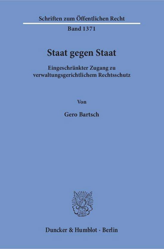 Cover for Bartsch · Staat gegen Staat. (Book)