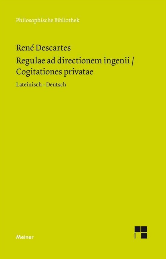 Regulae ad directionem ingeni - Descartes - Books -  - 9783787335671 - 