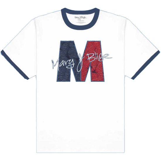 Mary J Blige Unisex Ringer T-Shirt: Americana Logo - Mary J Blige - Merchandise -  - 5056561045672 - 