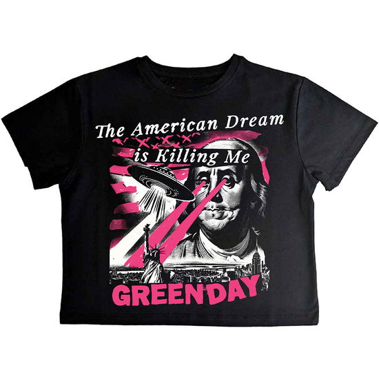 Cover for Green Day · Green Day Ladies Crop Top: American Dream (Black) (Klær) [size XS] (2024)