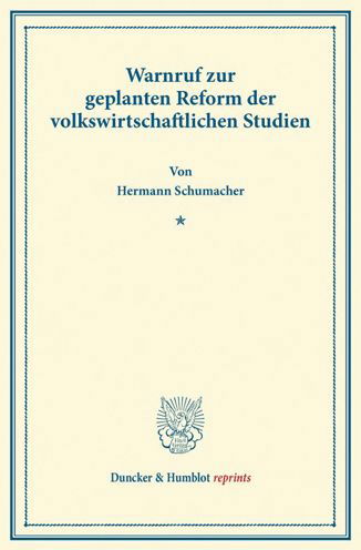 Cover for Schumacher · Warnruf zur geplanten Reform (Buch) (2013)