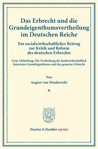 Cover for Miaskowski · Das Erbrecht und die Grundei (Book) (2014)